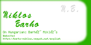 miklos barho business card